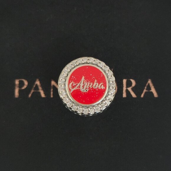 Pandora Aruba Love Glitter Charm Bead S925 Silver with box - Picture 1 of 6
